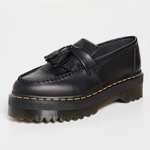 Dr. Martens Black Leather Tassel Loafers with Yellow Stitching